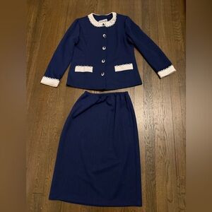 Vintage Pablo Collection Navy Blue Long Sleeve Dress